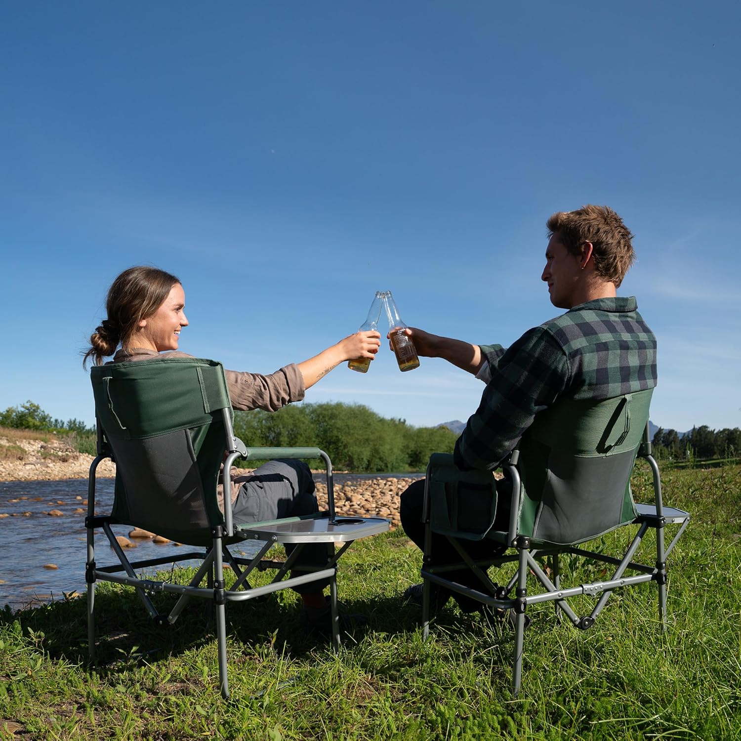 Naturehike Folding Camping Chair with Side Table, Portable Director Chair for Outdoor Camp Lawn Hiking Fishing Sports