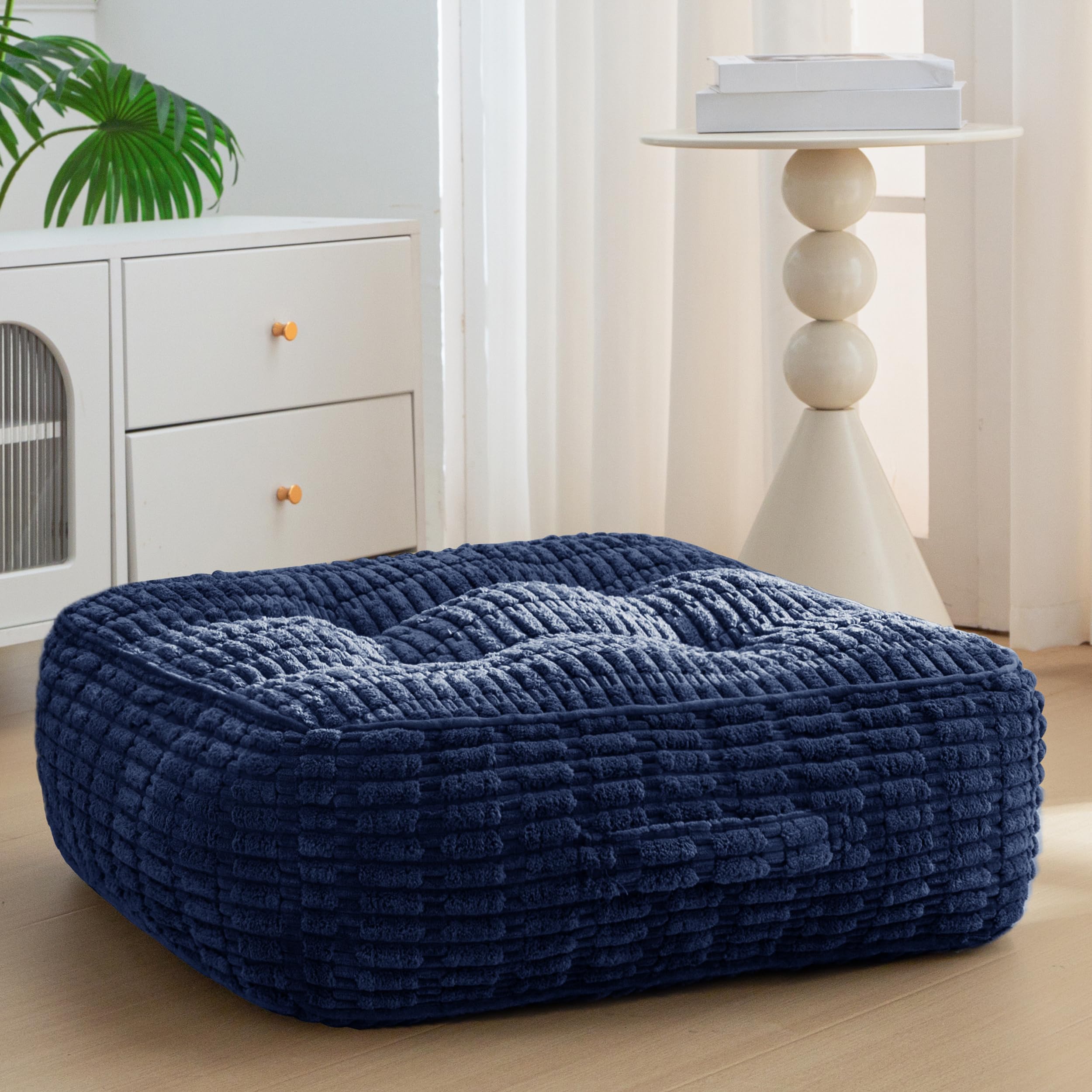 HIGOGOGO 6" Floor Pillow Cushion for Adults, Meditation Cushion Pillow, Blended Corduroy Cover, Large Square Floor Sitting for Tatami Living Room or Yoga, 2Pack, Dark Grey