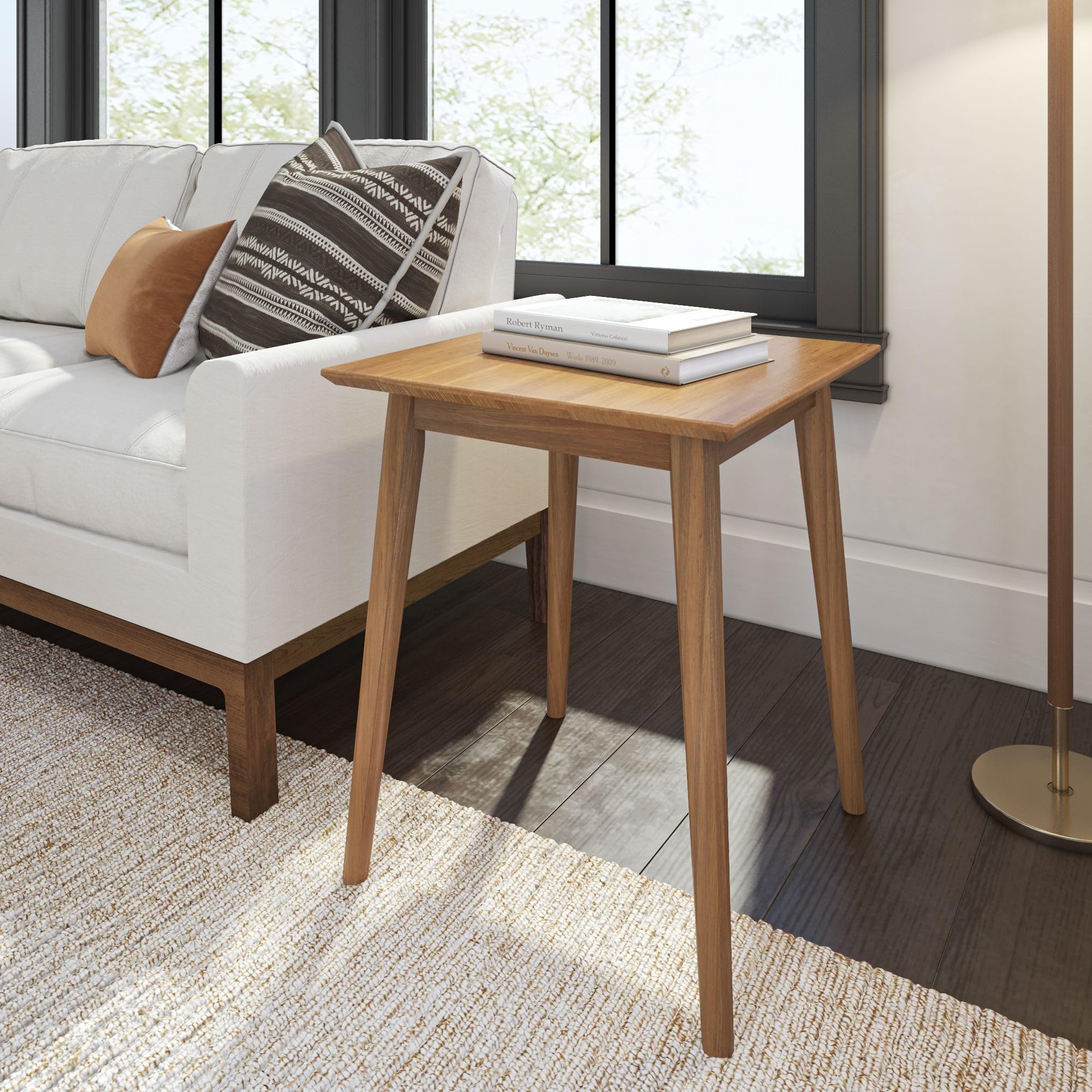 Plank+Beam Mid Century Modern Rectangular Side Table, End Table for Living Room, Wooden Bedside Table, Small End Table for Office Space, Walnut