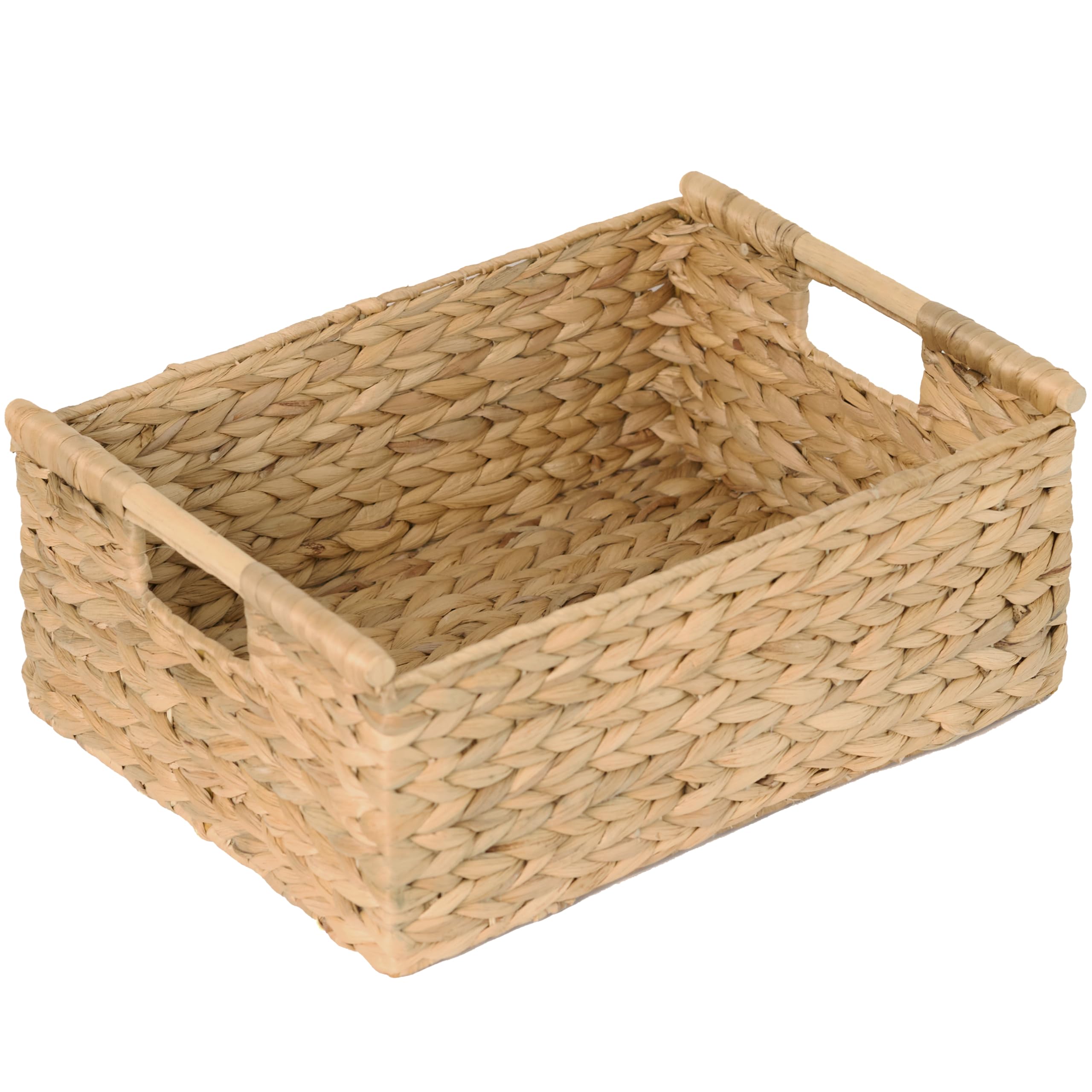 VATIMA Water Hyacinth Storage Baskets for Organizing, Medium Open-Front Wicker Basket for Kitchen, for Shelves, 11.8” x 7.5” x 5.5”, 2 Pack