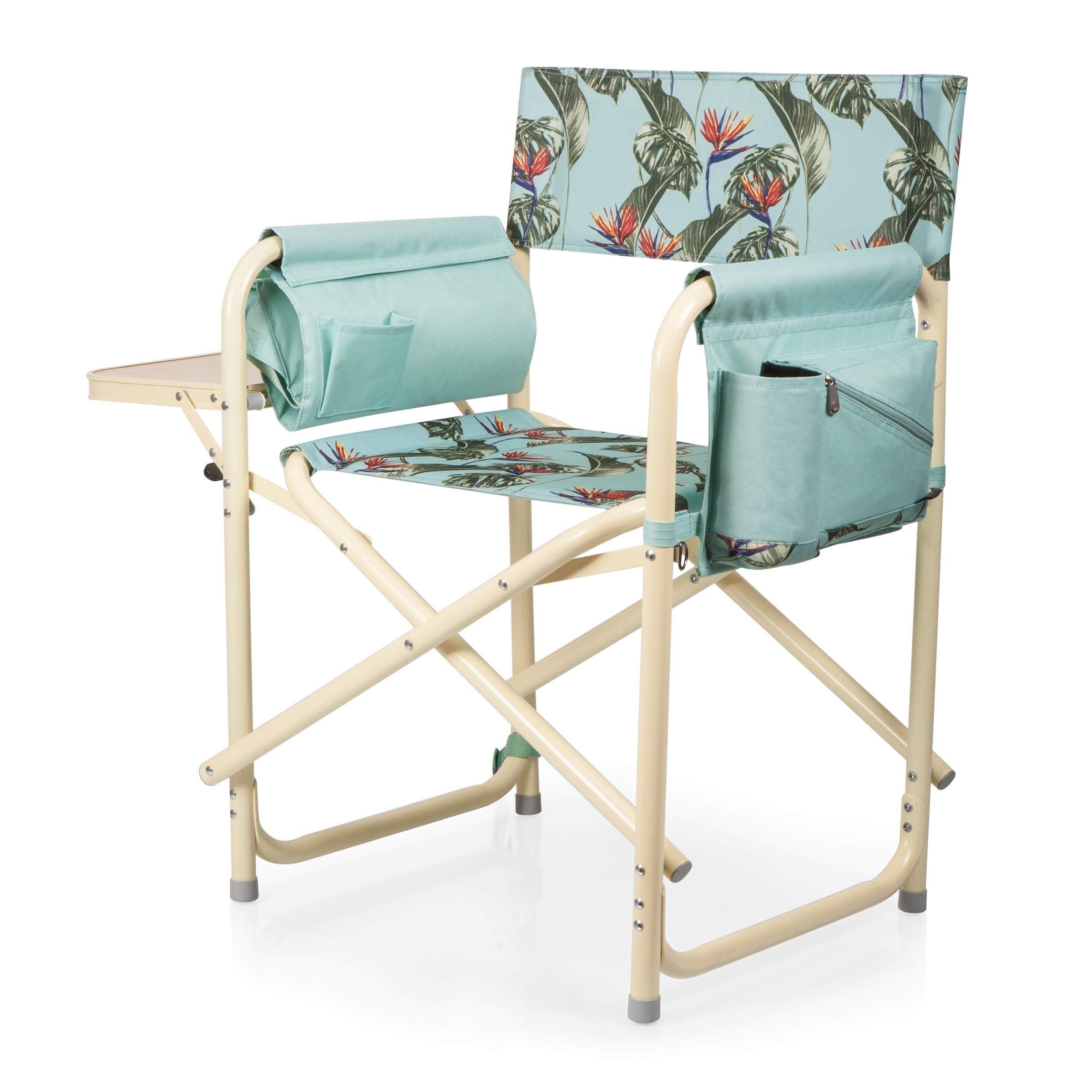 Picnic TIME Outdoor Directors Chair with Side Table, Beach Chair for Adults, Camping Chair with Table