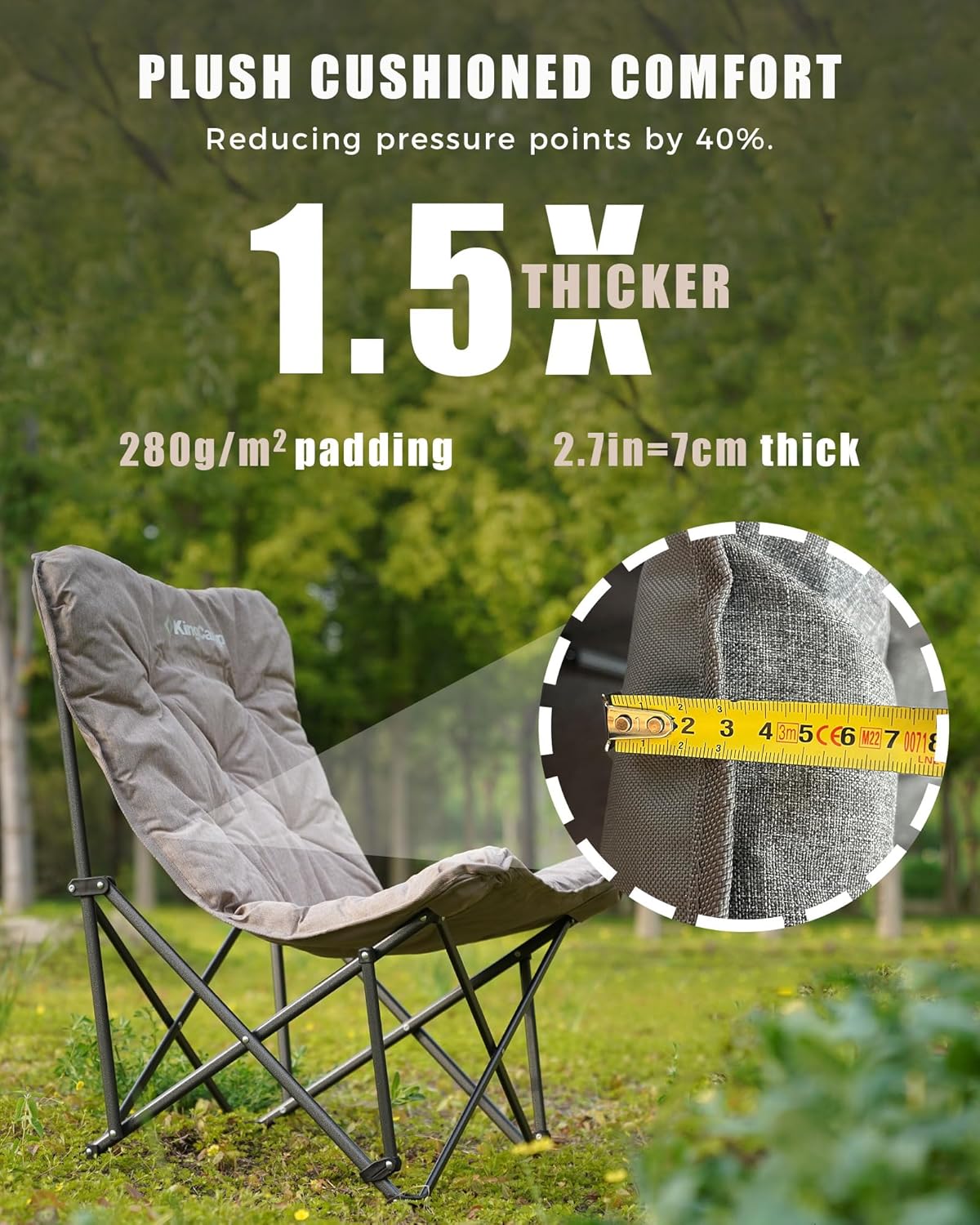 KingCamp Folding Comfy Butterfly Chair Oversized Padded Camping Chairs for Adults Comfortable Camp Chair 300lbs Heavy Duty with High Back for Outdoor Lawn Patio Bedroom Living Room Dorm