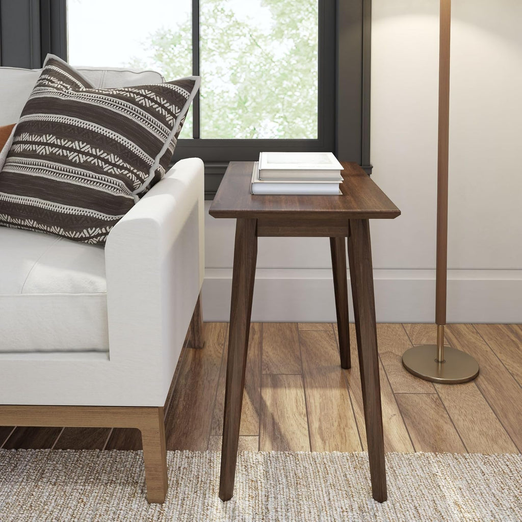 Plank+Beam Mid Century Modern Rectangular Side Table, End Table for Living Room, Wooden Bedside Table, Small End Table for Office Space, Walnut