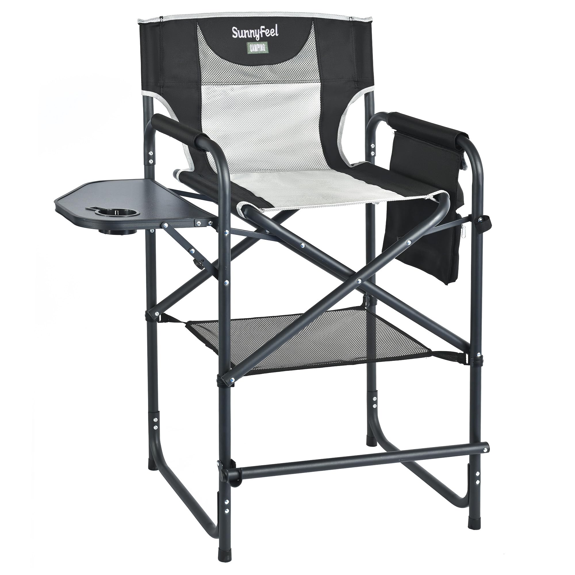 SUNNYFEEL Camping Directors Chair, Heavy Duty,Oversized Portable Folding Chair with Side Table, Pocket for Beach, Fishing,Trip,Picnic,Lawn,Concert Outdoor Foldable Camp Chairs