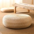 ZZenSmot Japanese Style Tatami Seat Cushion,Round Padded Floor Pillow Woven Straw Meditation Cushion,Handcrafted Rattan Futon Seat Cushion-Height:10cm Diameter:50cm (20inch)