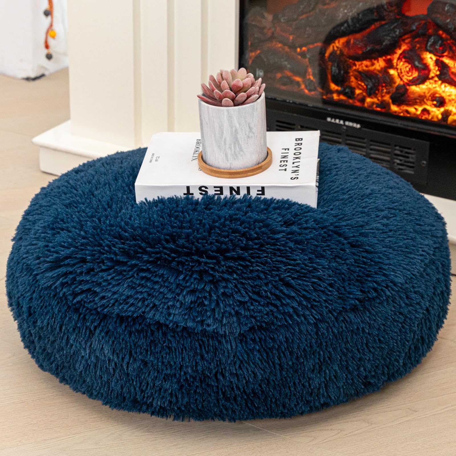 Asuprui Round Floor Pillow Soft Floor Cushion for Sitting Fur Meditation Pillow Premium Yoga Pillow for Living Room Bedroom Balcony Outdoor (Orange)