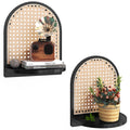 2Pcs Boho Rattan Floating Wall Shelves for Display & Storage