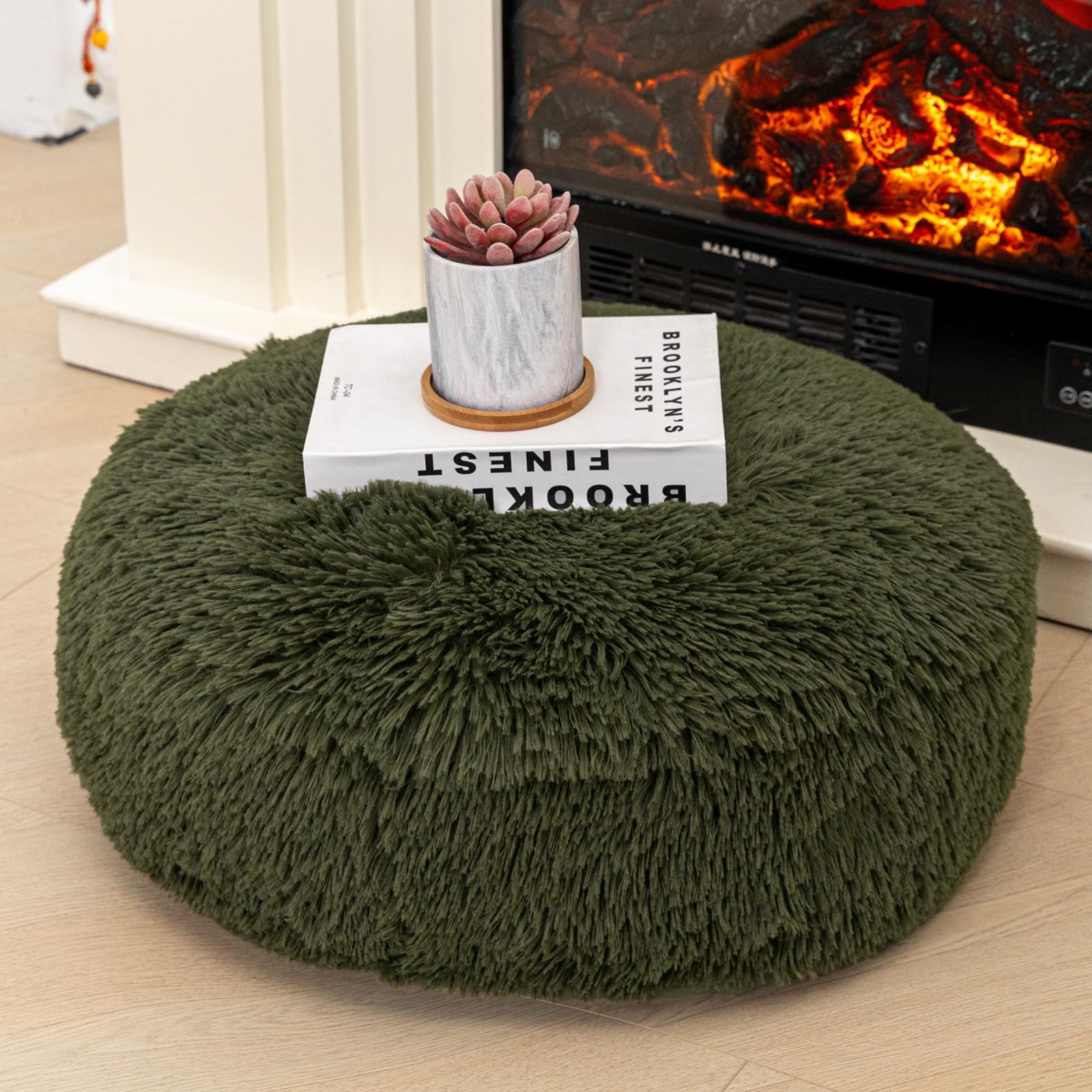 Asuprui Round Floor Pillow Soft Floor Cushion for Sitting Fur Meditation Pillow Premium Yoga Pillow for Living Room Bedroom Balcony Outdoor (Orange)