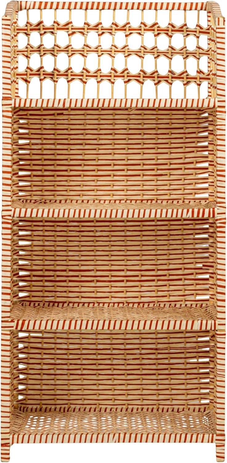 Household Essentials Woven Accent Shelf Cream and White Paper Rattan