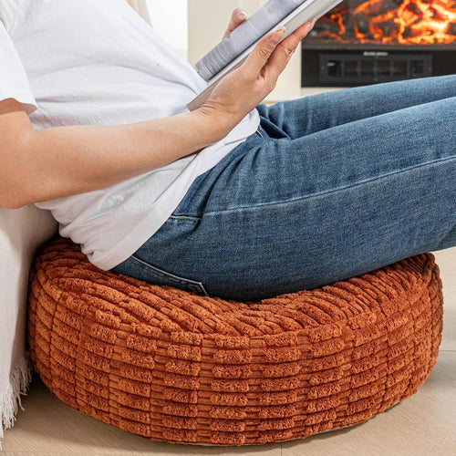 Asuprui Round Floor Pillow Soft Floor Cushion for Sitting Fur Meditation Pillow Premium Yoga Pillow for Living Room Bedroom Balcony Outdoor (Orange)