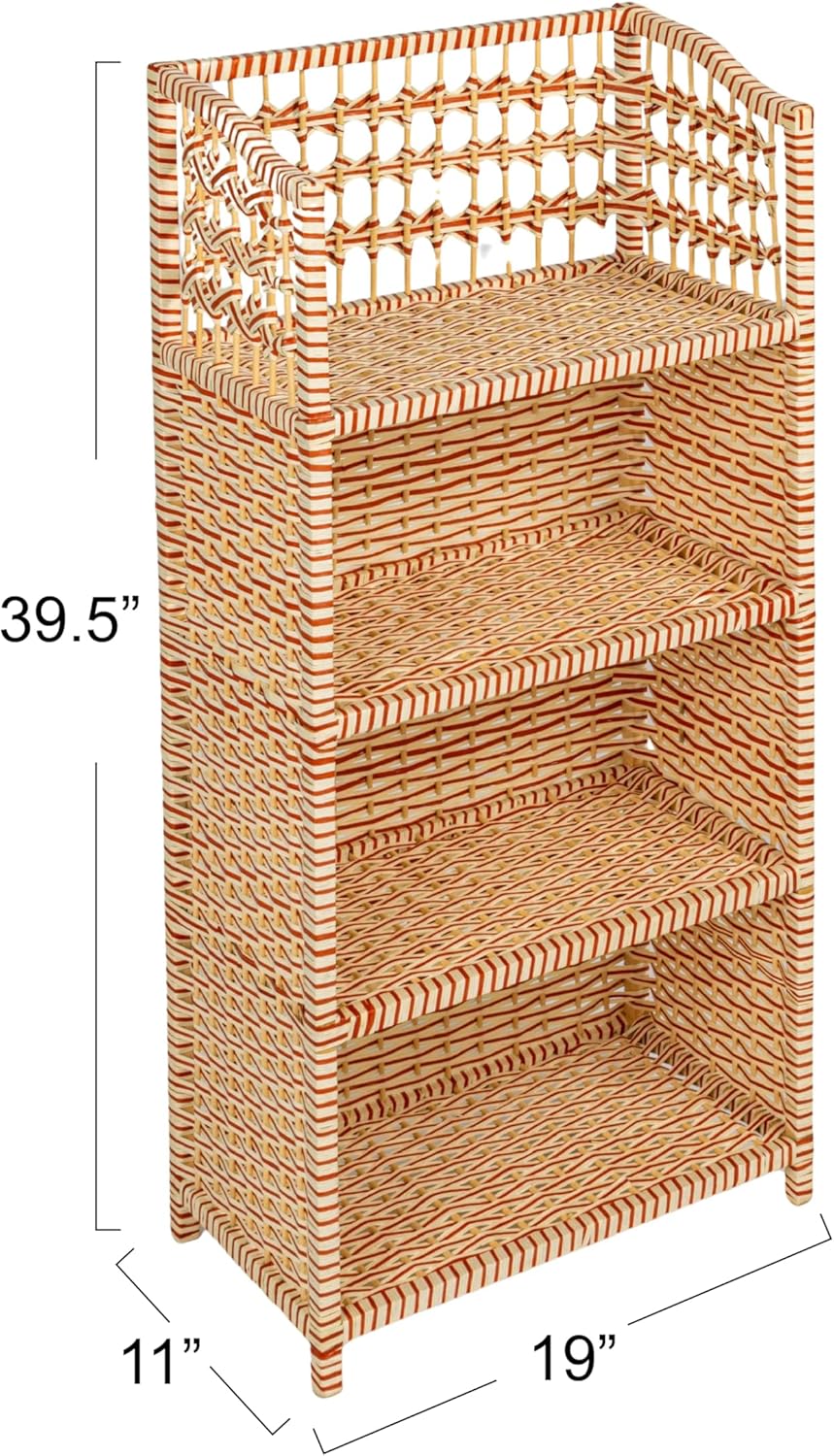 Household Essentials Woven Accent Shelf Cream and White Paper Rattan