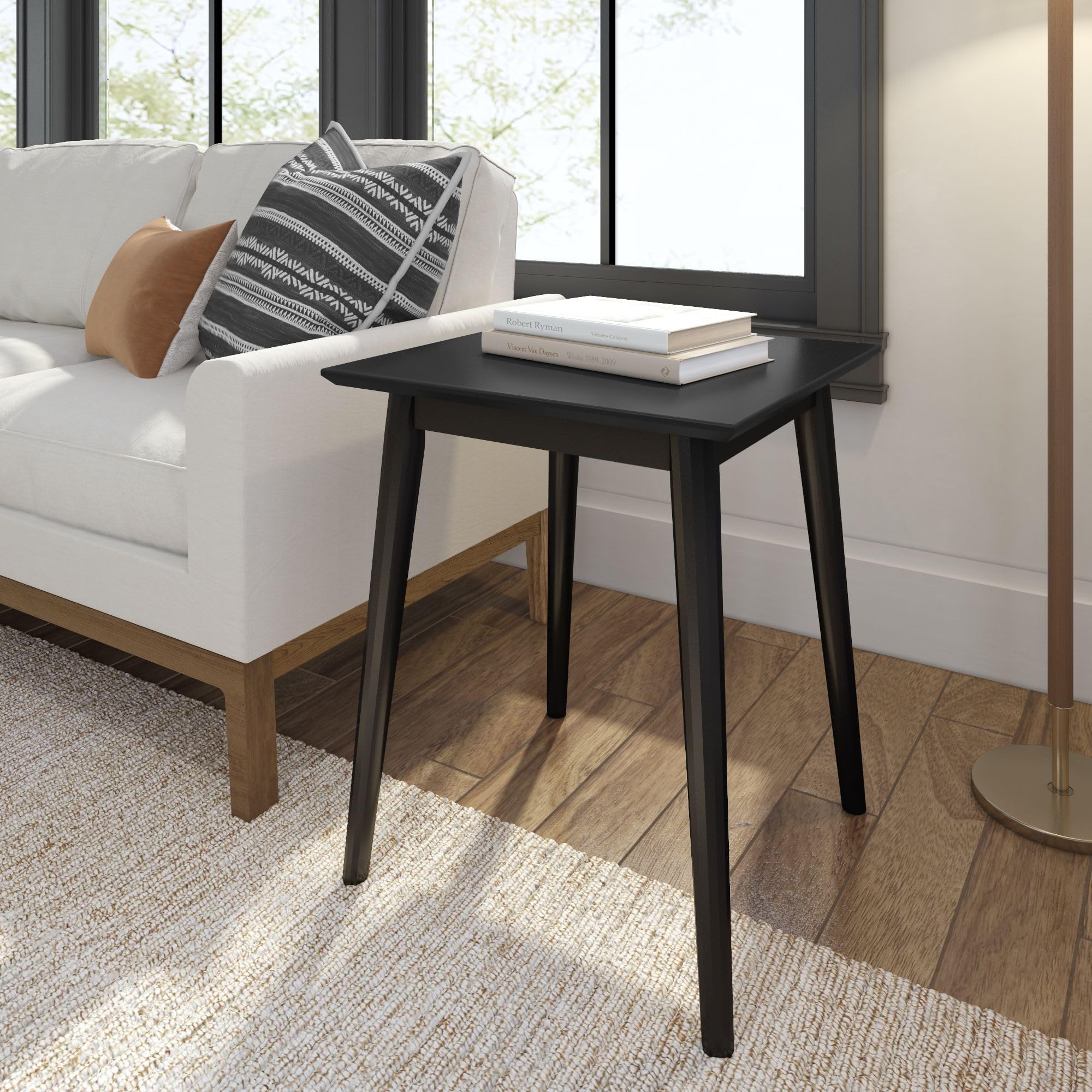 Plank+Beam Mid Century Modern Rectangular Side Table, End Table for Living Room, Wooden Bedside Table, Small End Table for Office Space, Walnut