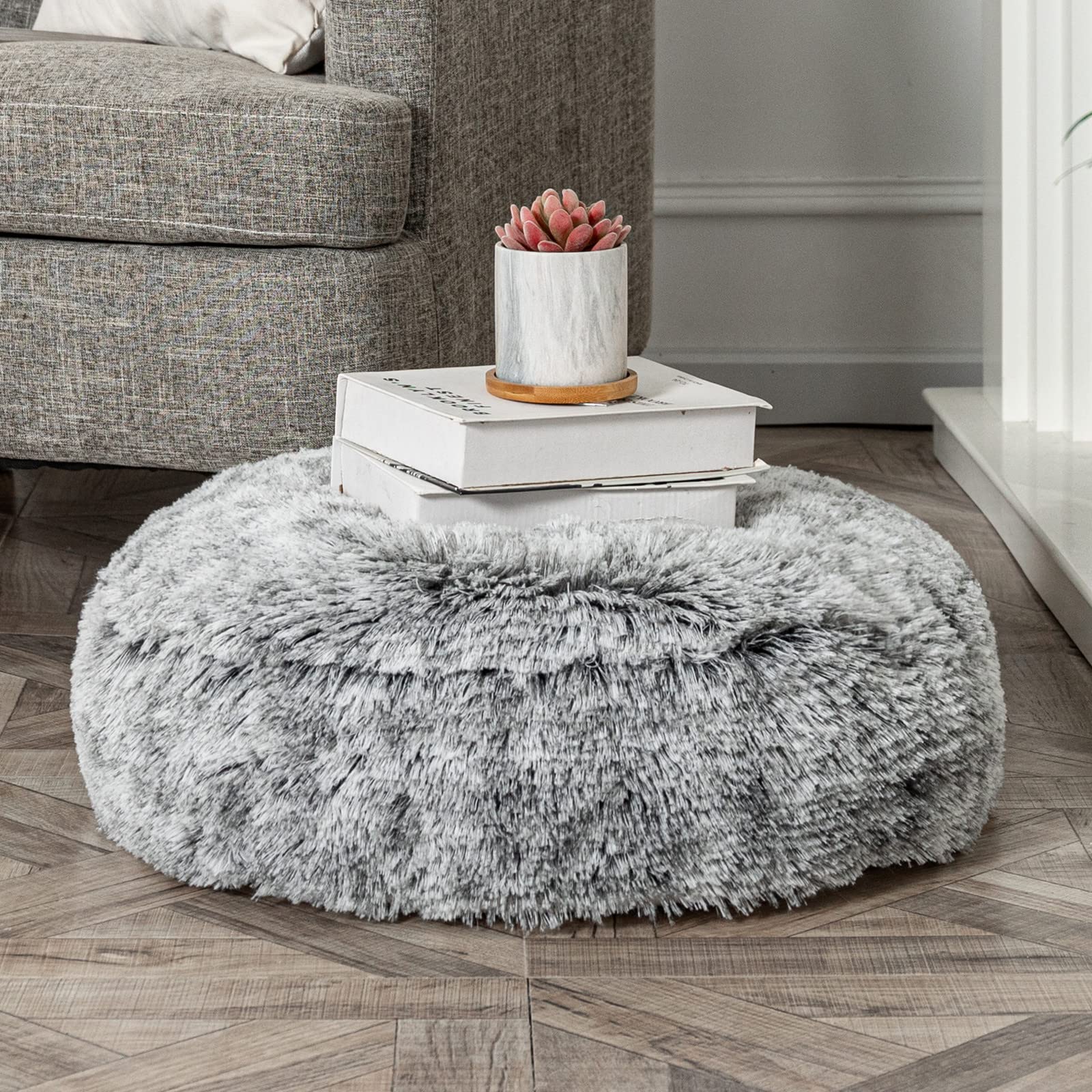 Asuprui Round Floor Pillow Soft Floor Cushion for Sitting Fur Meditation Pillow Premium Yoga Pillow for Living Room Bedroom Balcony Outdoor (Orange)
