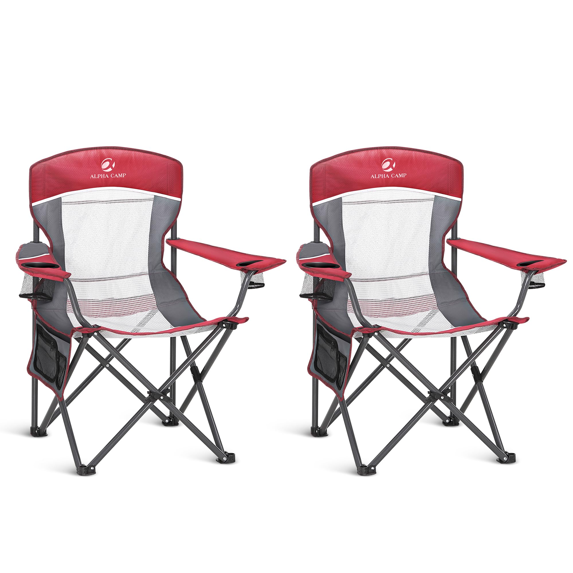 500LBS Oversized Folding Camping Chair with Cooler Bag & Cup Holder