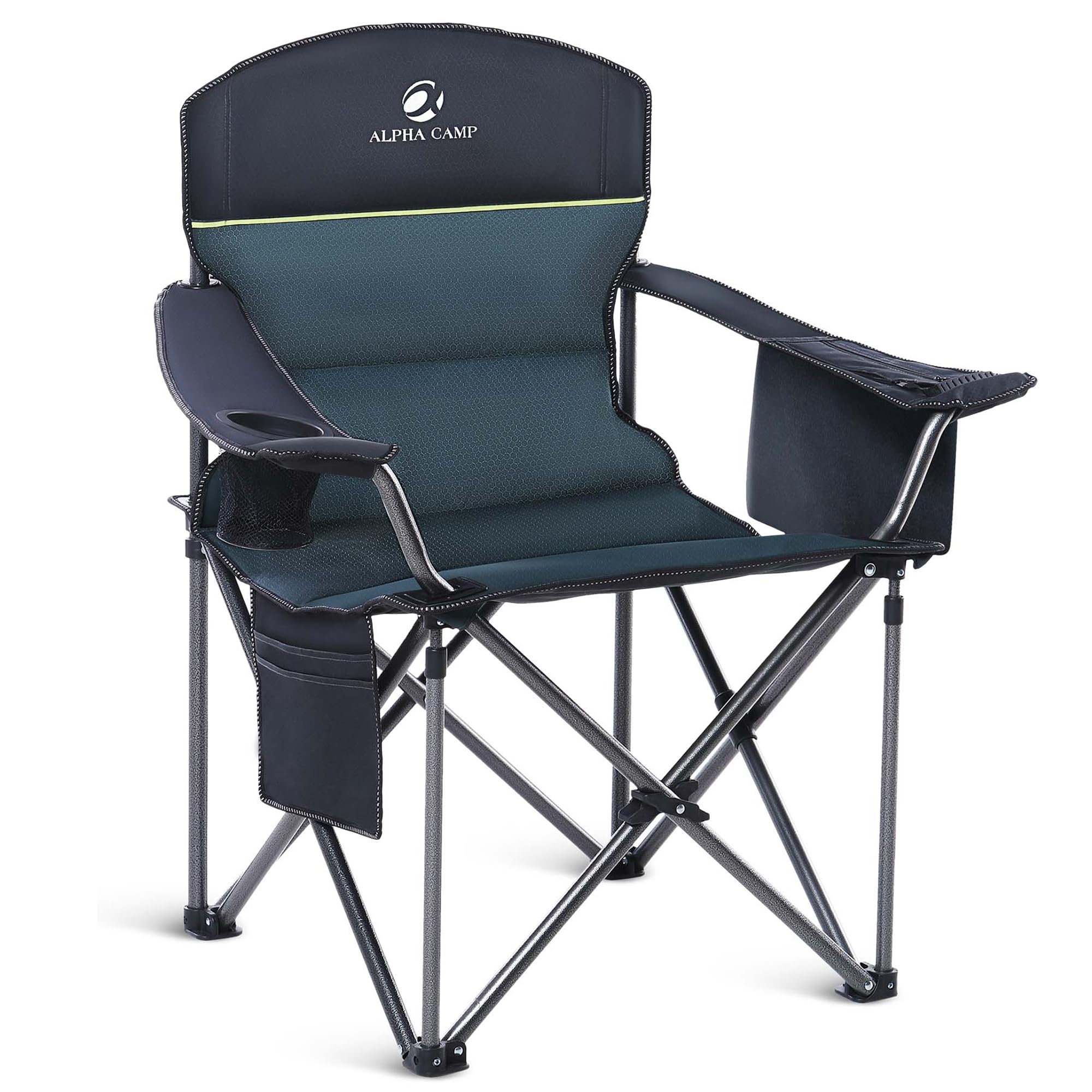 500LBS Oversized Folding Camping Chair with Cooler Bag & Cup Holder