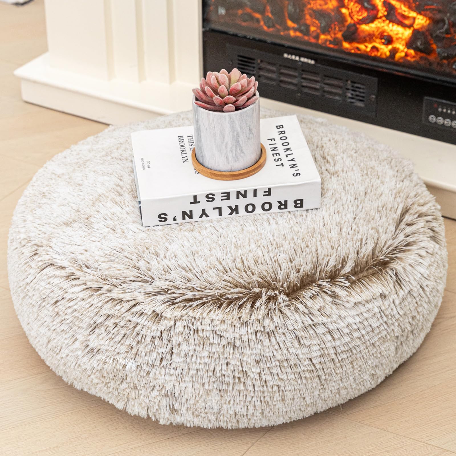 Asuprui Round Floor Pillow Soft Floor Cushion for Sitting Fur Meditation Pillow Premium Yoga Pillow for Living Room Bedroom Balcony Outdoor (Orange)