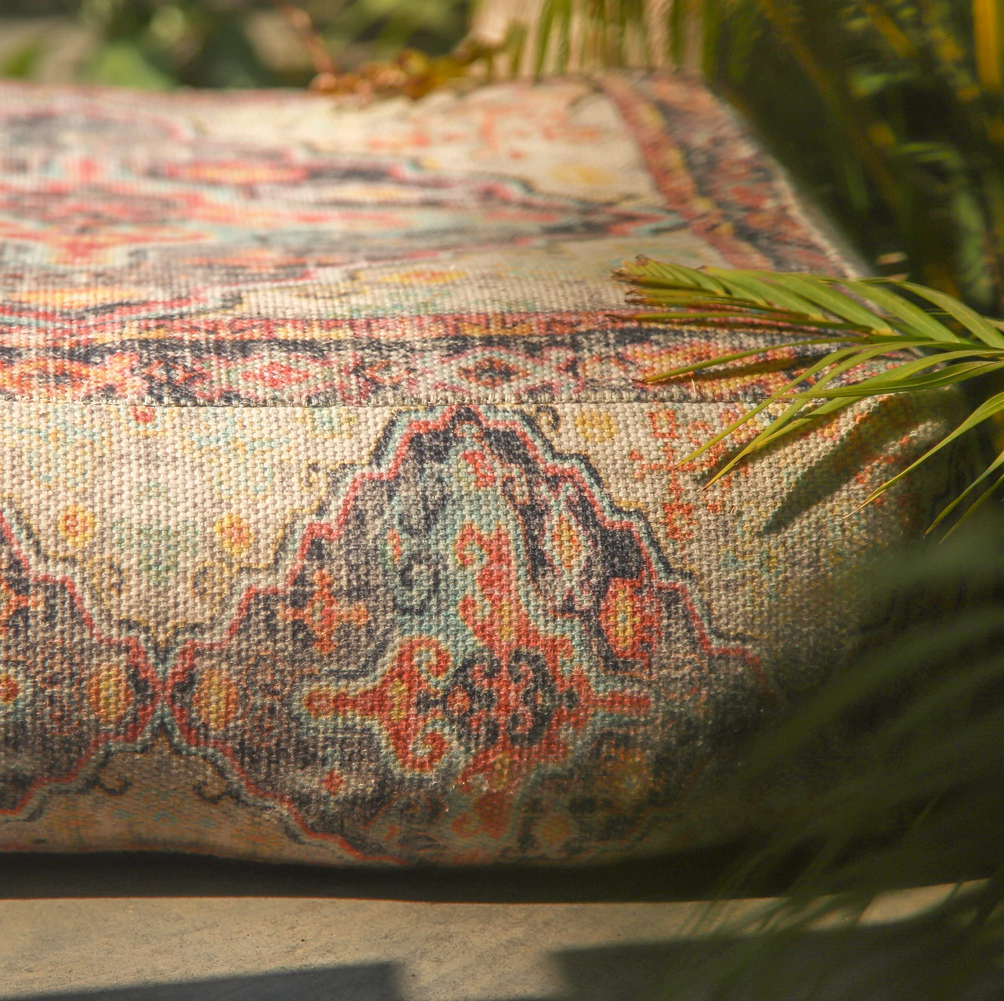 Mandala Life ART Bohemian Floor Cushion Cover - Pure Wool and Cotton Mix - 24x24x8 inches -Filler not Included - Artisan Hand Embroidery Patch Work - Boho Chic Luxury Moroccan Pouf Cover