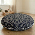 2Pcs 32 Inch Yellow Round Floor Pillows, Washable Memory Foam Meditation Cushions