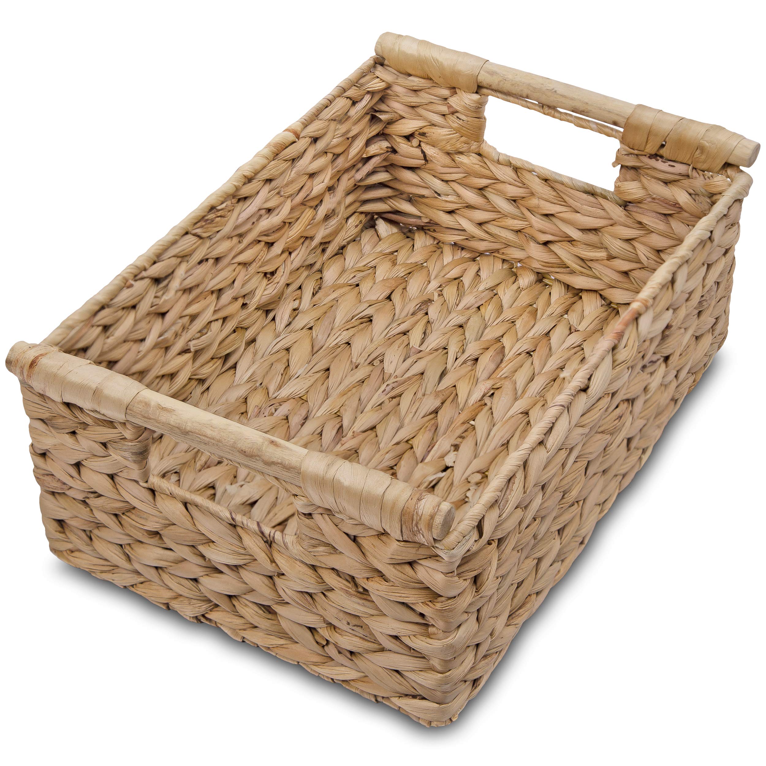 VATIMA Water Hyacinth Storage Baskets for Organizing, Medium Open-Front Wicker Basket for Kitchen, for Shelves, 11.8” x 7.5” x 5.5”, 2 Pack