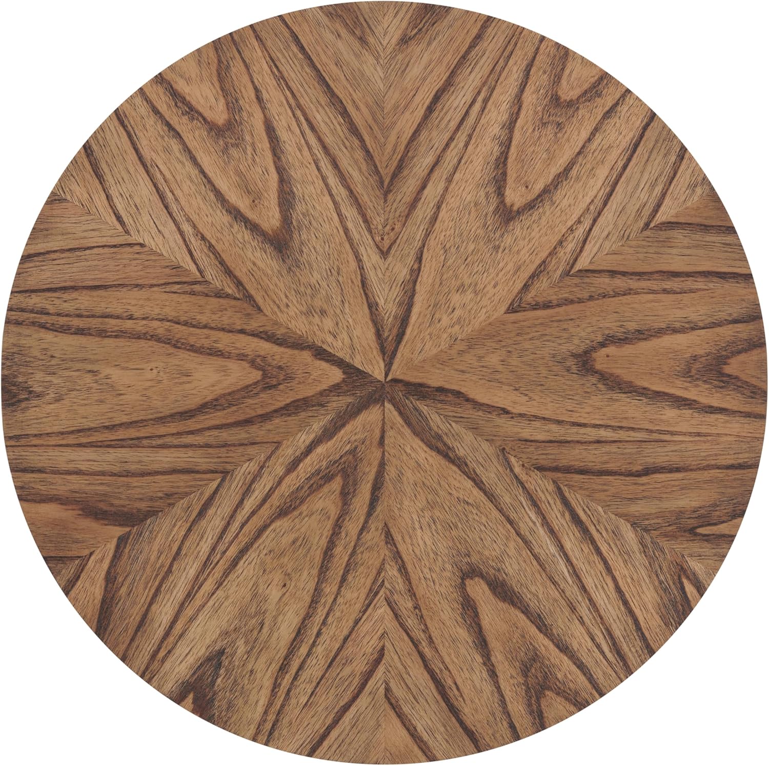 Mid-Century Modern Round Wood End Table with Shelf, Nutmeg Brown