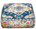 Mandala Life ART Bohemian Floor Cushion Cover - Pure Wool and Cotton Mix - 24x24x8 inches -Filler not Included - Artisan Hand Embroidery Patch Work - Boho Chic Luxury Moroccan Pouf Cover