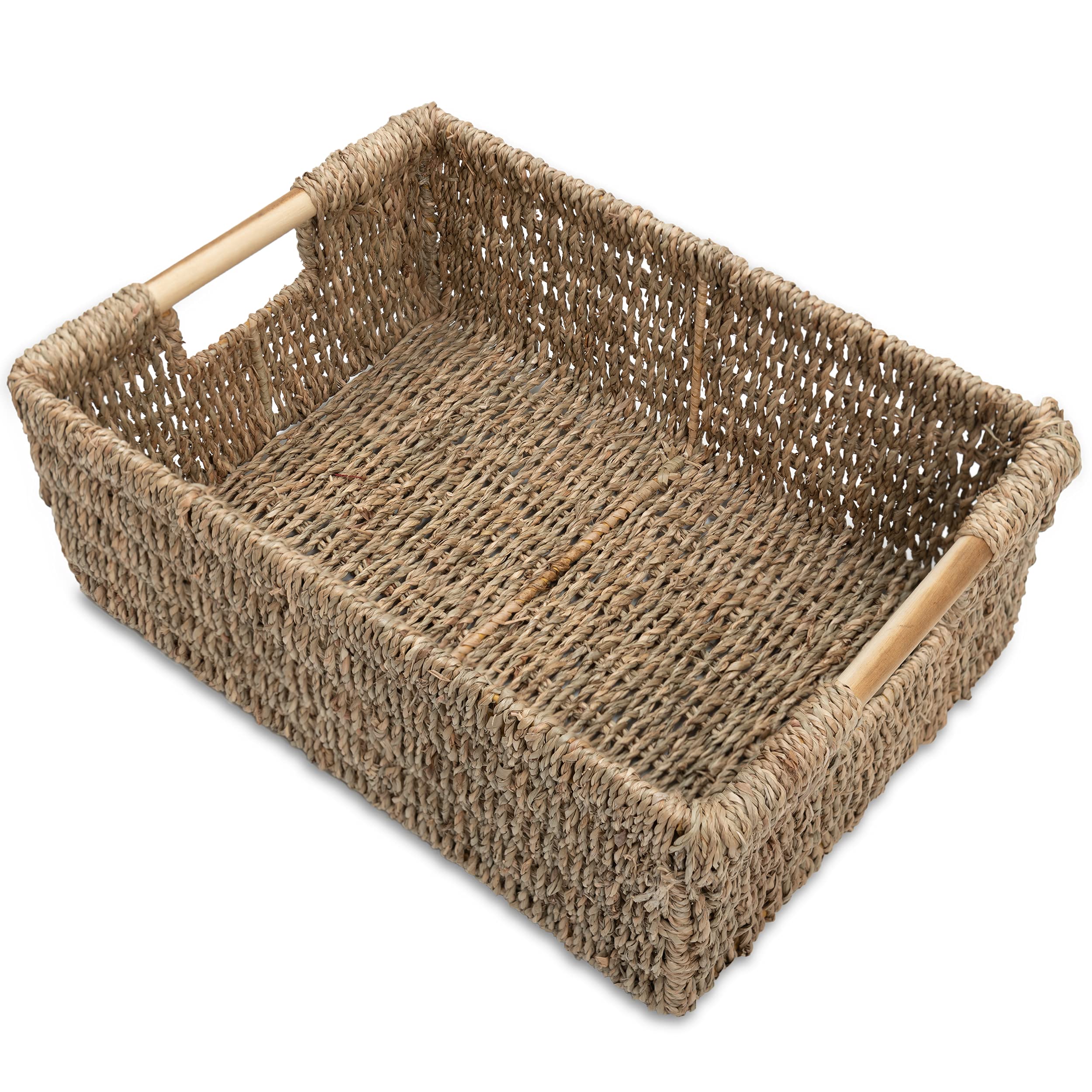 VATIMA Water Hyacinth Storage Baskets for Organizing, Medium Open-Front Wicker Basket for Kitchen, for Shelves, 11.8” x 7.5” x 5.5”, 2 Pack