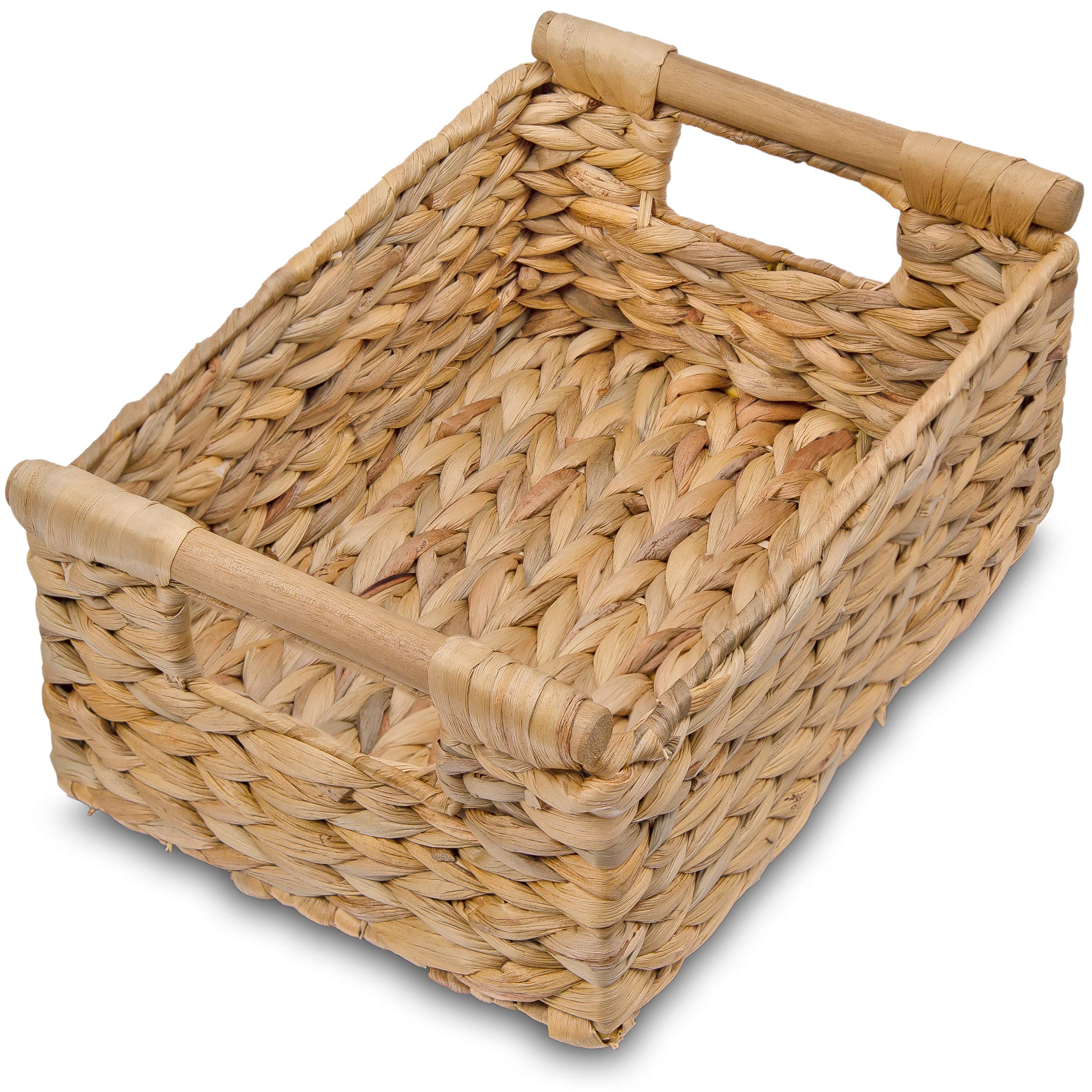 VATIMA Water Hyacinth Storage Baskets for Organizing, Medium Open-Front Wicker Basket for Kitchen, for Shelves, 11.8” x 7.5” x 5.5”, 2 Pack