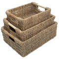 VATIMA Water Hyacinth Storage Baskets for Organizing, Medium Open-Front Wicker Basket for Kitchen, for Shelves, 11.8” x 7.5” x 5.5”, 2 Pack