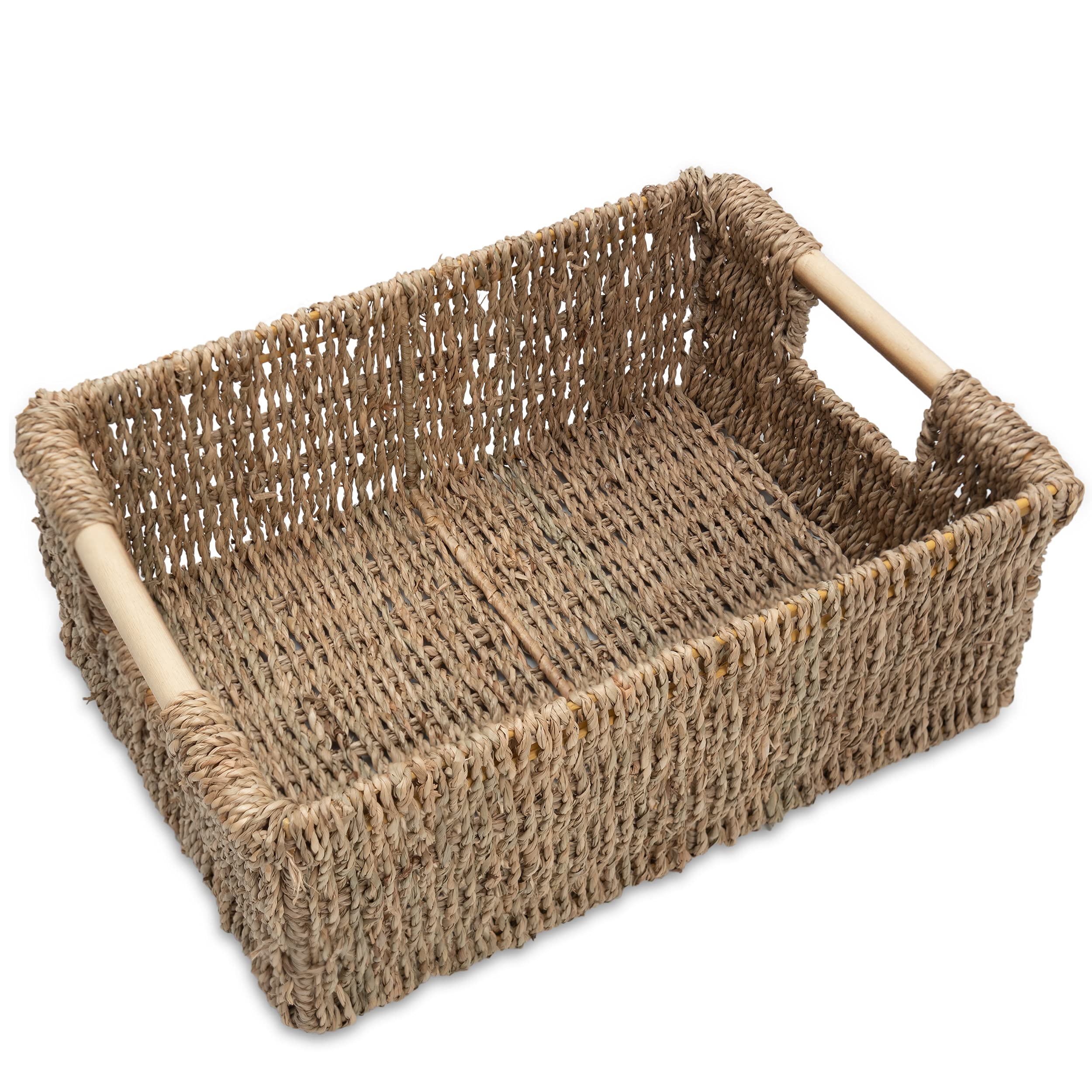 VATIMA Water Hyacinth Storage Baskets for Organizing, Medium Open-Front Wicker Basket for Kitchen, for Shelves, 11.8” x 7.5” x 5.5”, 2 Pack